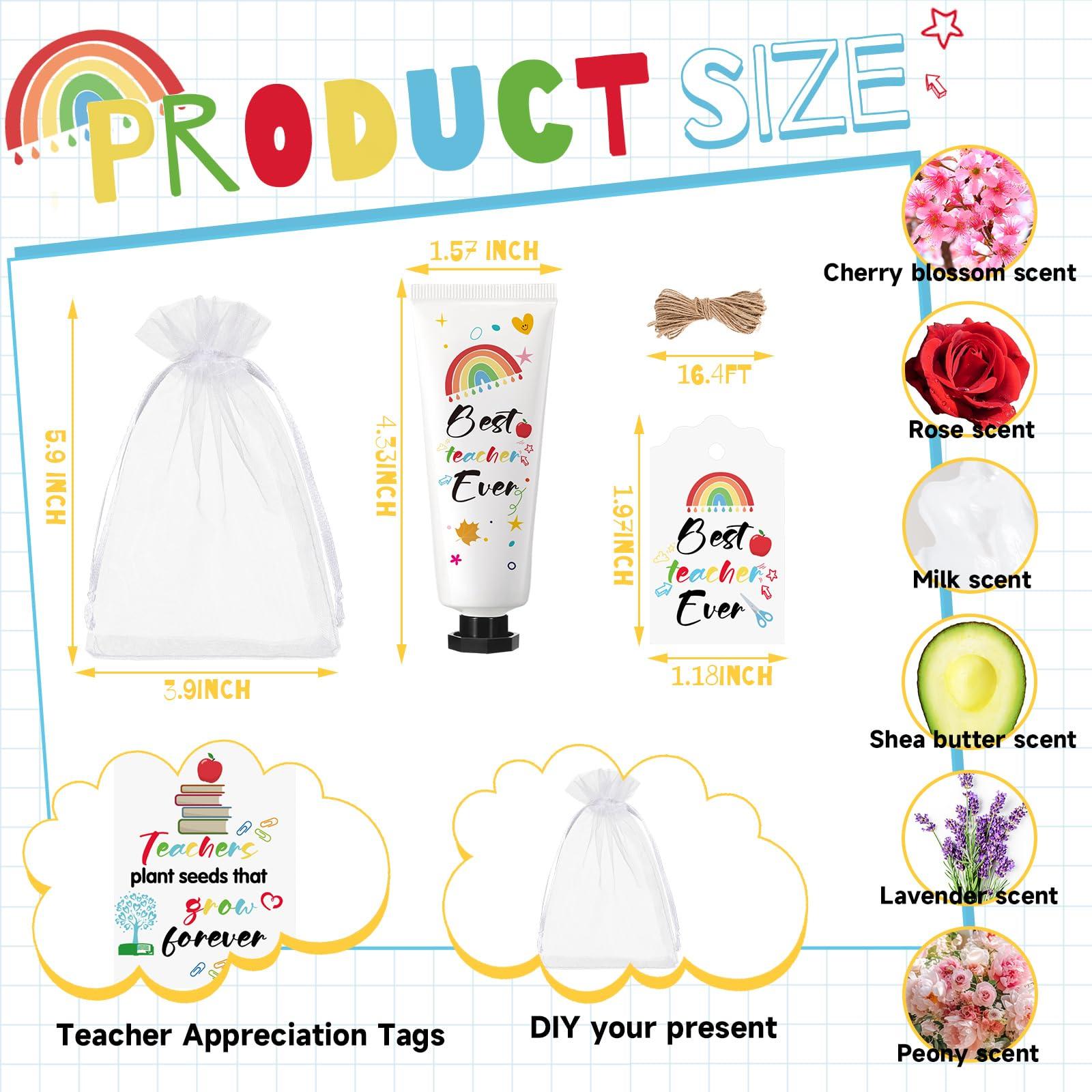 Dimsile Dimsile 24 Set Valentine\'s Day Gifts for Teacher Appreciation Hand Cream Moisturizing Hand Lotion Thank You Teacher Gifts Travel Size with Cards Organza Bags for Dry Cracked