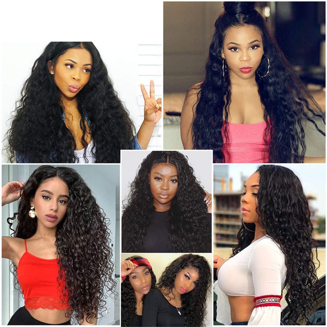 SSJFZM Brazilian Water Wave 3 Bundles With Closure Hair Remy Human Hair Bundles With Closure 4X4 Swiss Lace Natural Color Three Part 14 14 16 & Closure12