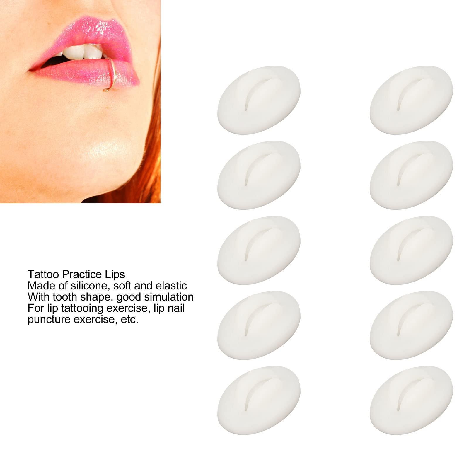 Diydeg Fake Lips, 10PCS Silicone Soft Flexible 3D Open Mouth Easy to Apply Colour Practice Lips Highly Reproducible Portable Silicone Lips Model for Makeup Practice (Semi Transparent
