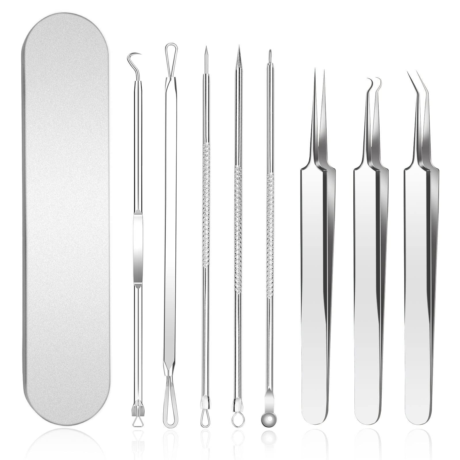 ritarga Blackhead Remover 8PCS Stainless Steel Pimple Popper Tool Kit with Portable Metal Case Whitehead Blemish Removal Tool