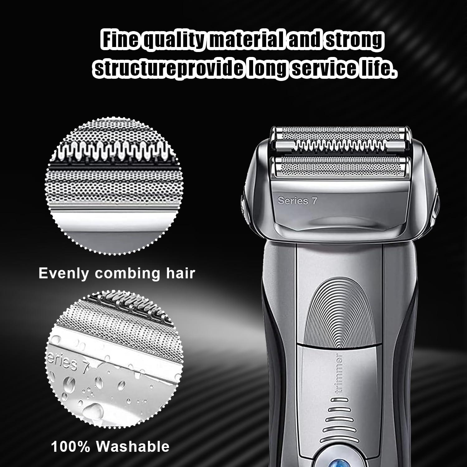 MEMIRY Series 7 70S Electric Shaver Head Replacement, Compatible with Braun Series 7 Shavers: 720cc, 730cc, 735s, 750cc, 760cc, 790cc, and 795cc, 2 Packs (Sliver)