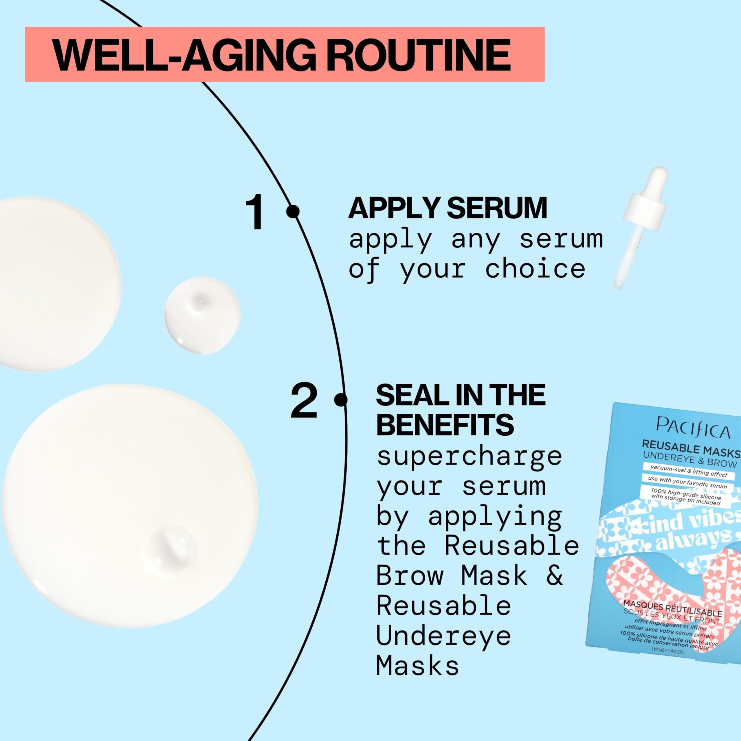Pacifica Pacifica Reusable Mask Set  Silicone Undereye & Brow Mask Set for Forehead & Under Eye, Anti-Wrinkle, Firming, Pair with Serum, Vegan & Cruelty-Free, 3 Pieces