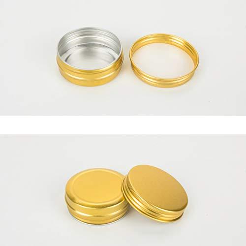 LXLK 48 Pack 30ml Aluminium Containers Gold Round Empty Refillable Cosmetic Jars Tins Cans with Screw Lid