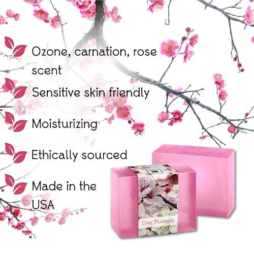 Nabila K Glycerin Bar Soap Ume Blossom Scent - Natural, Vegan-Friendly, Hypoallergenic - Moisturizing and Hydrating with 100% Vegetable Glycerin - Sulfate-Free, Paraben-Free, Chemical-Free - 4.5 oz