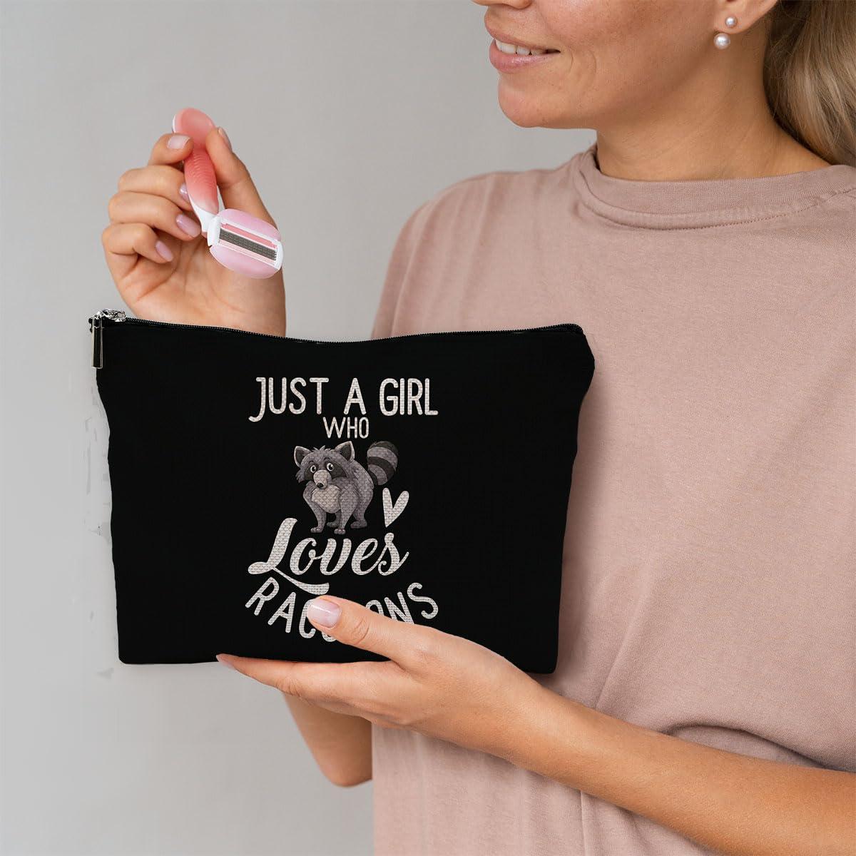 NEGIGA NEGIGA Raccoon Makeup Bag, Raccoon Gifts for Girls Raccoon Lovers Women, Cute Raccoon Gifts, Just a Girl Who Loves Raccoons Small Makeup Cosmetic Bag for Purse