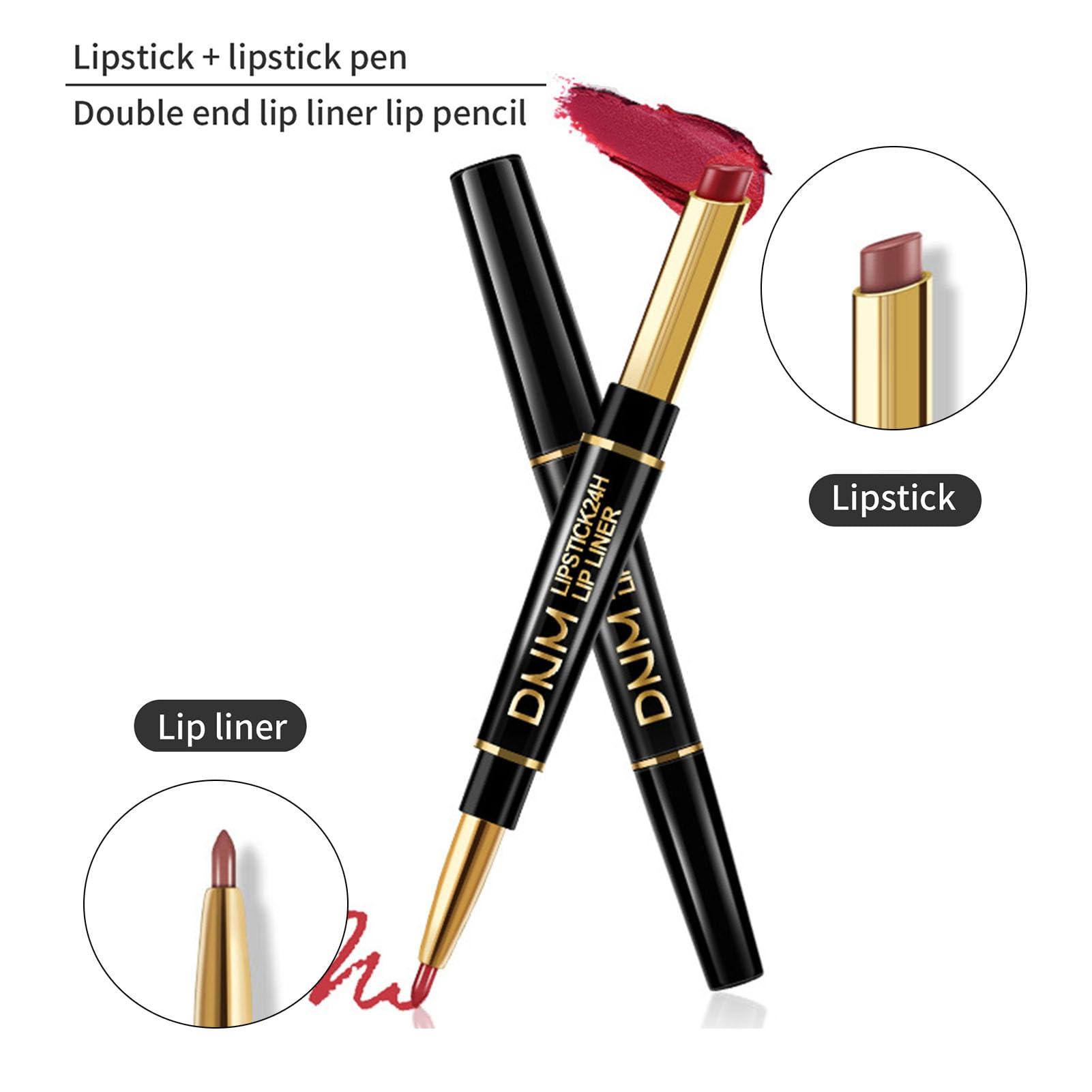 Etuanxi 3 Pcs Lip Liner and Lipstick Set Kit for Women DNM Matte 24 Hour Lipstick matte lipstick long lasting waterproof lip liner gloss set Dark Ruby Deep Red Lip Crayon Sticks Liner Pencil Set.