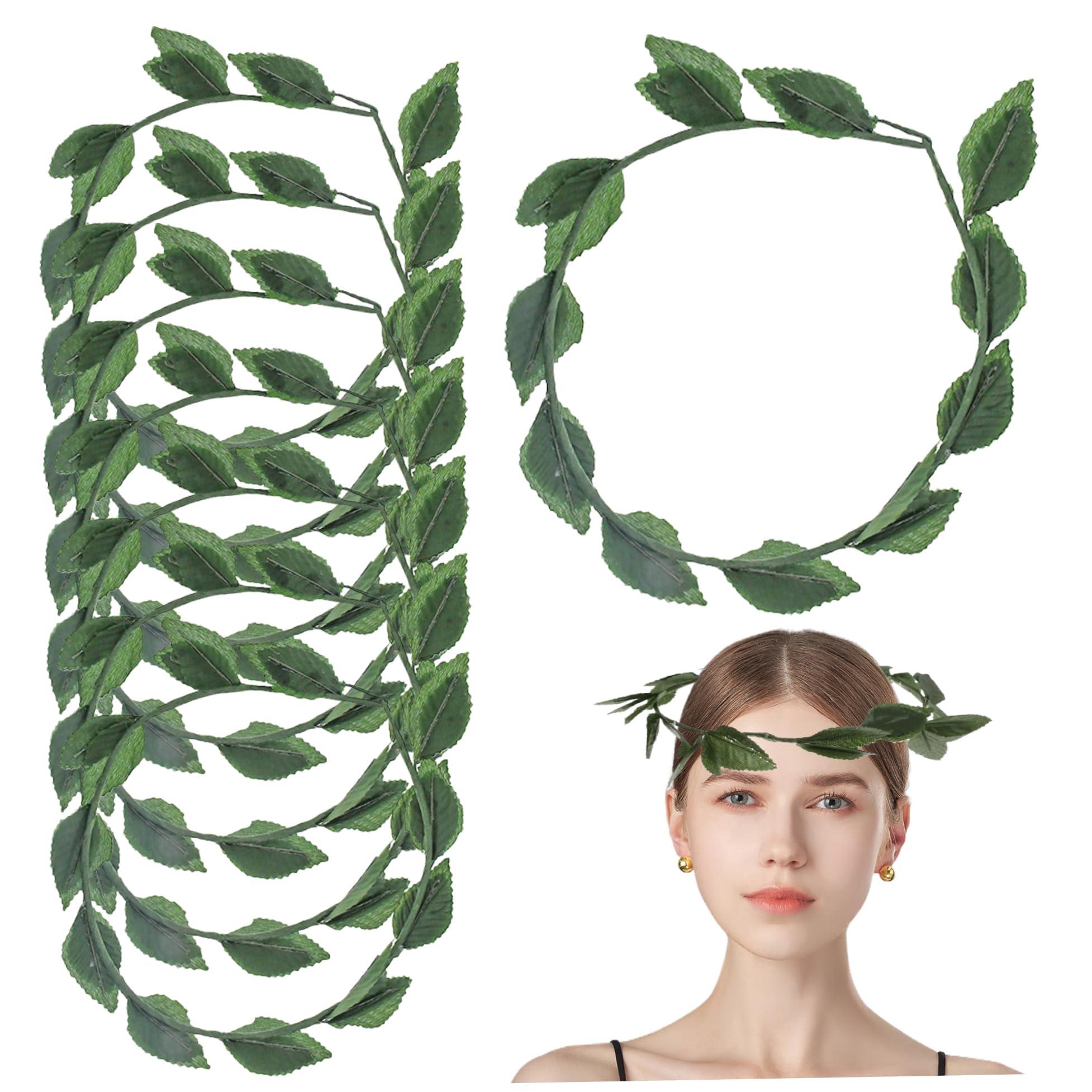 Jeorywoet Jeorywoet Laurel Wreath Crown, 8PCS Green Leaf Crown Headpiece, 9.5x8.7 Inch Plastic Greek Headband, Realistic Goddess Crown for Fancy Dress Costume Laurel Crown