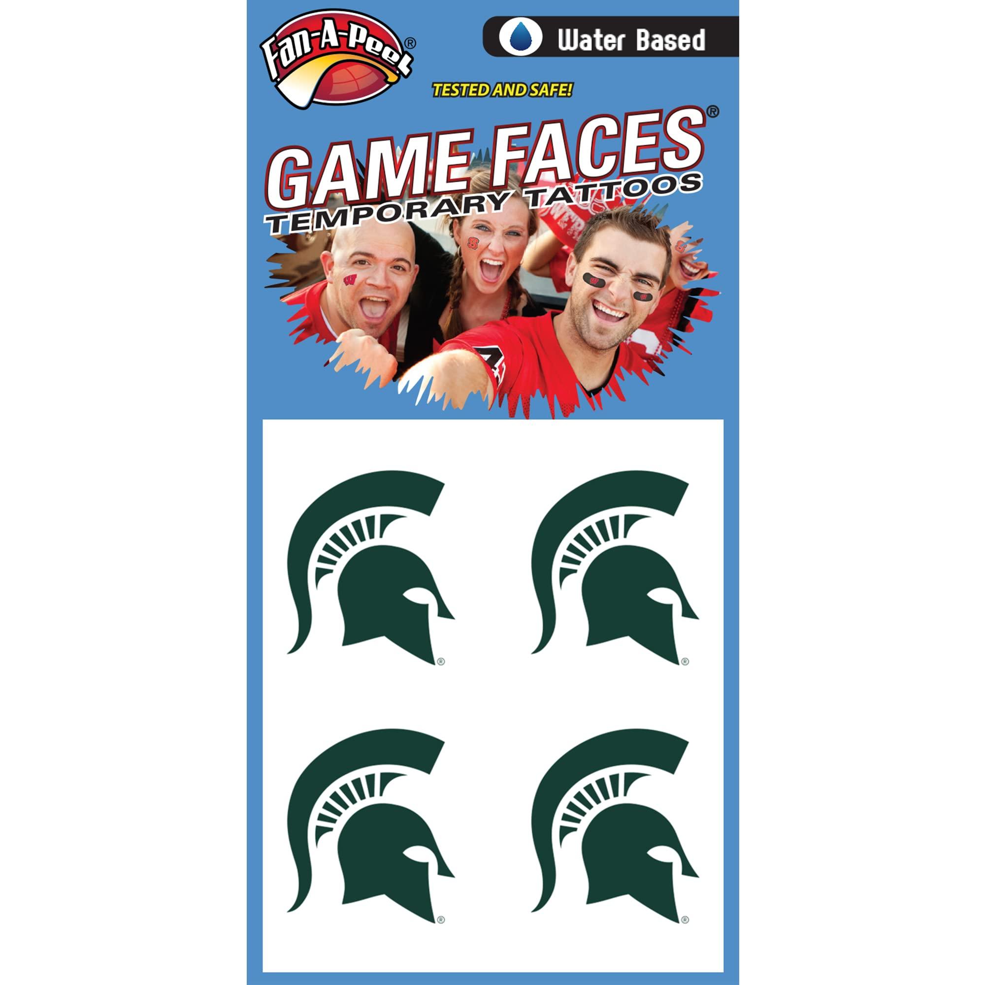 Football Fanatics NCAA Michigan State Spartans 4-Pack Temporary Mascot Tattoos