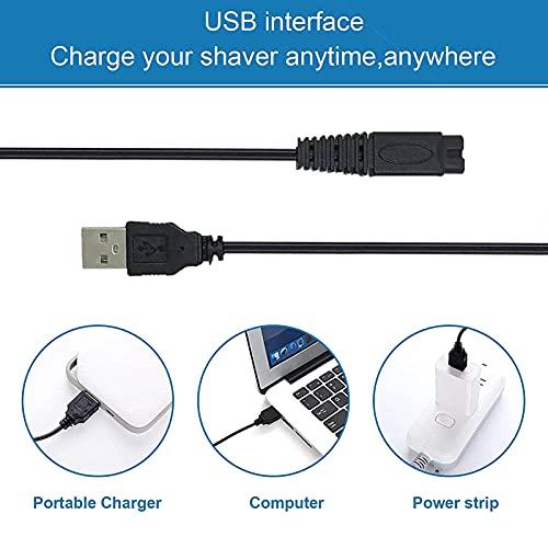 Shave Right Shave Right USB Cable Compatible with MicroTouch Solo Men's Electric Shaver, 39.4in 5V Replacement Charger Cord