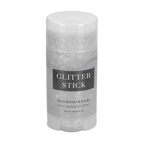 Airshi Body Glitter Stick, Skin Friendly Lasting Mild Silver Sparkling Body Glitter Gel for Hair for Parties
