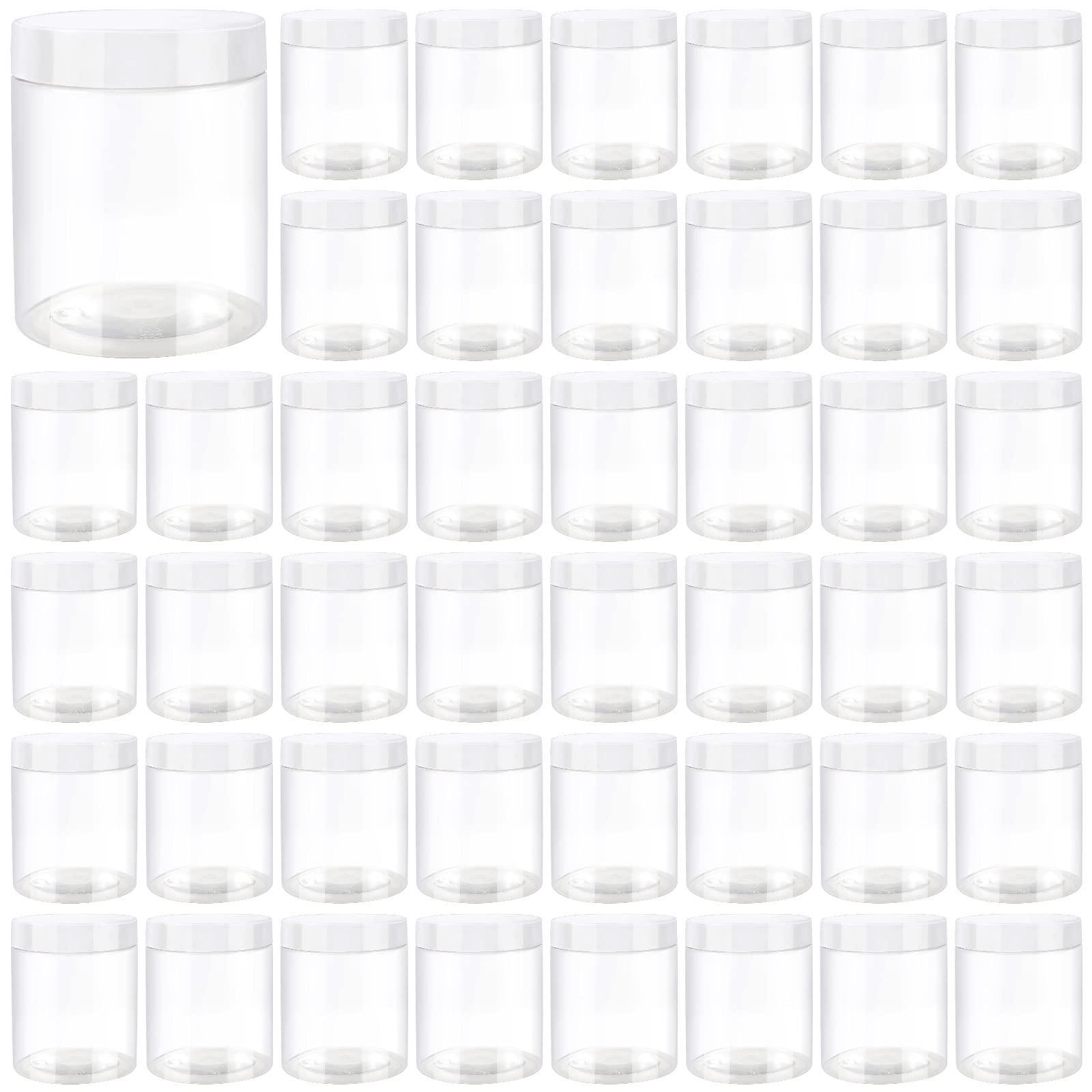 JEUIHAU JEUIHAU 46 Pack 8 OZ Plastic Jars with Lids, Clear Empty Slime Storage Containers, Plastic Cosmetic Containers for Slime Making, Food, Beauty Products, BPA Free