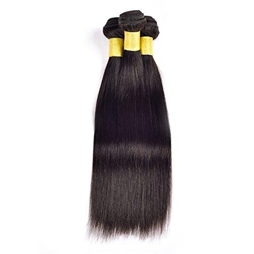 YanT Hair YanT HAIR 9A Grade Malaysian Virgin Hair Straight Human Hair Weave 3 Bundles 12 12 14 Inches Natural Black Color Pack of 3