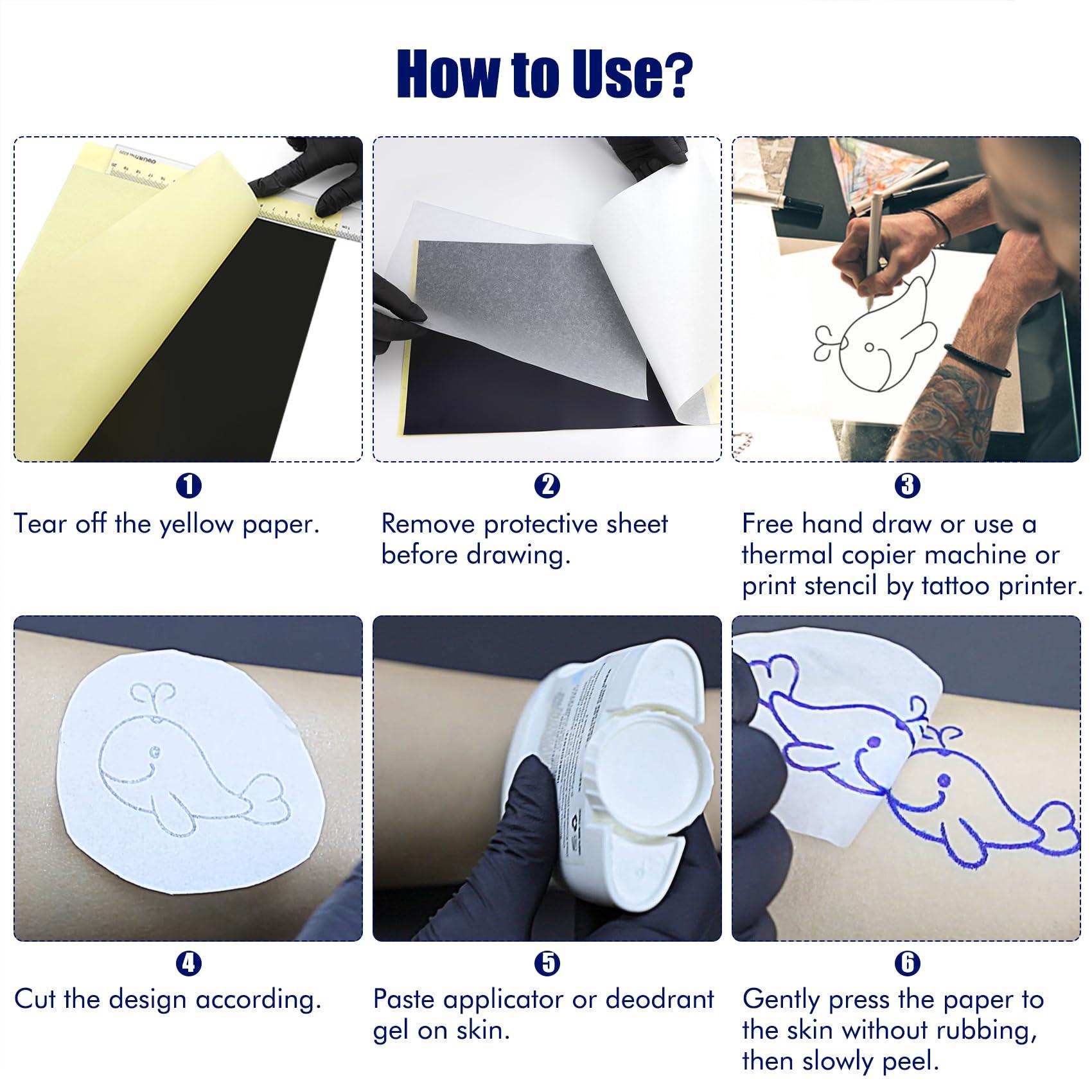 BIOMASER Tattoo Transfer Paper, 120 Sheets Tattoo Stencil Paper, Stencil Paper for Tattooing - A4 Size, 4 Layers Thermal Transfer Paper DIY Tattoo (120PCS)