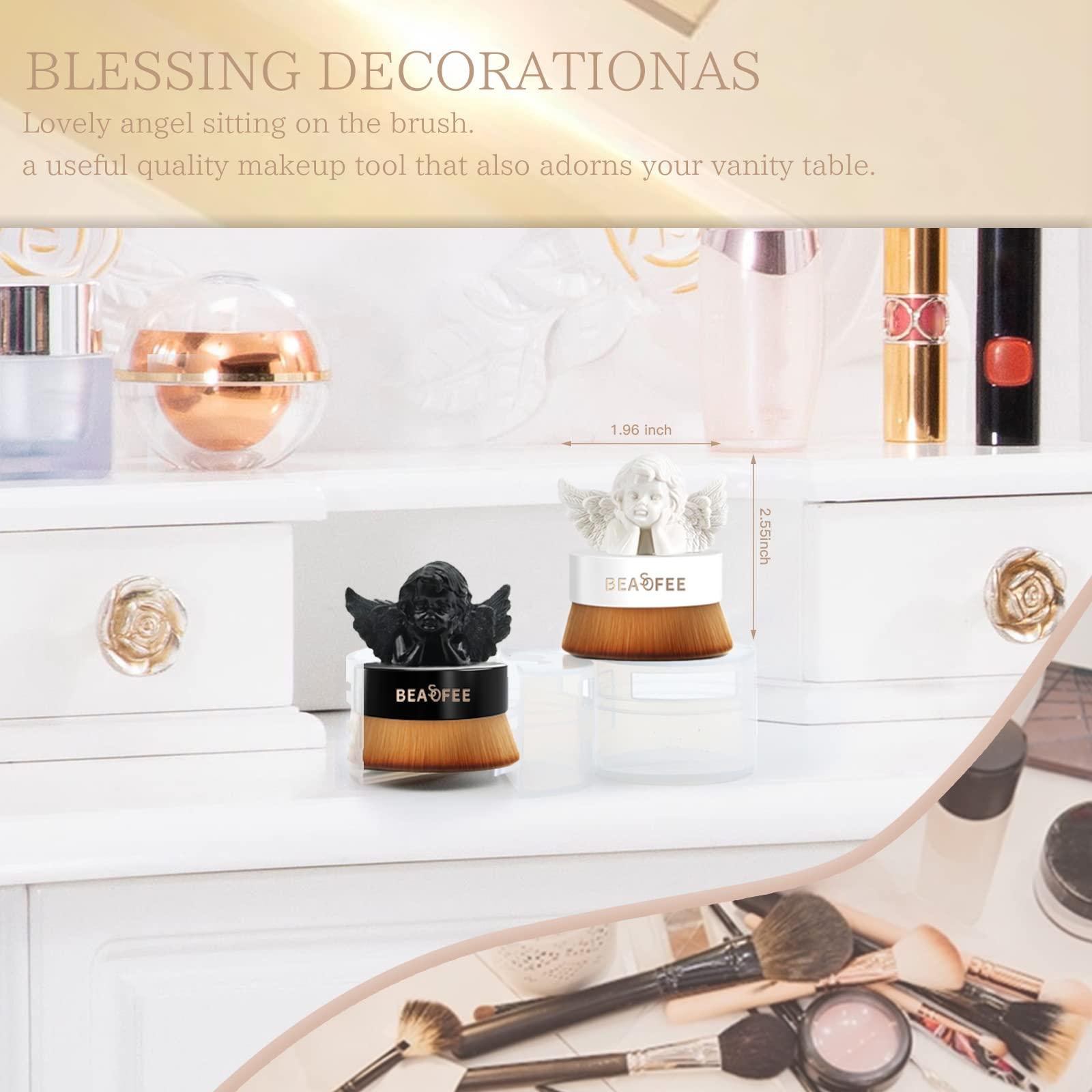 BEASOFEE Foundation Makeup Brush Flat Top Kabuki Foundation Face Makeup Brushes,Professional Body Foundation Brush for Blending Liquid,Cream or Mineral Powder Large Body Makeup Face Brush 02Black