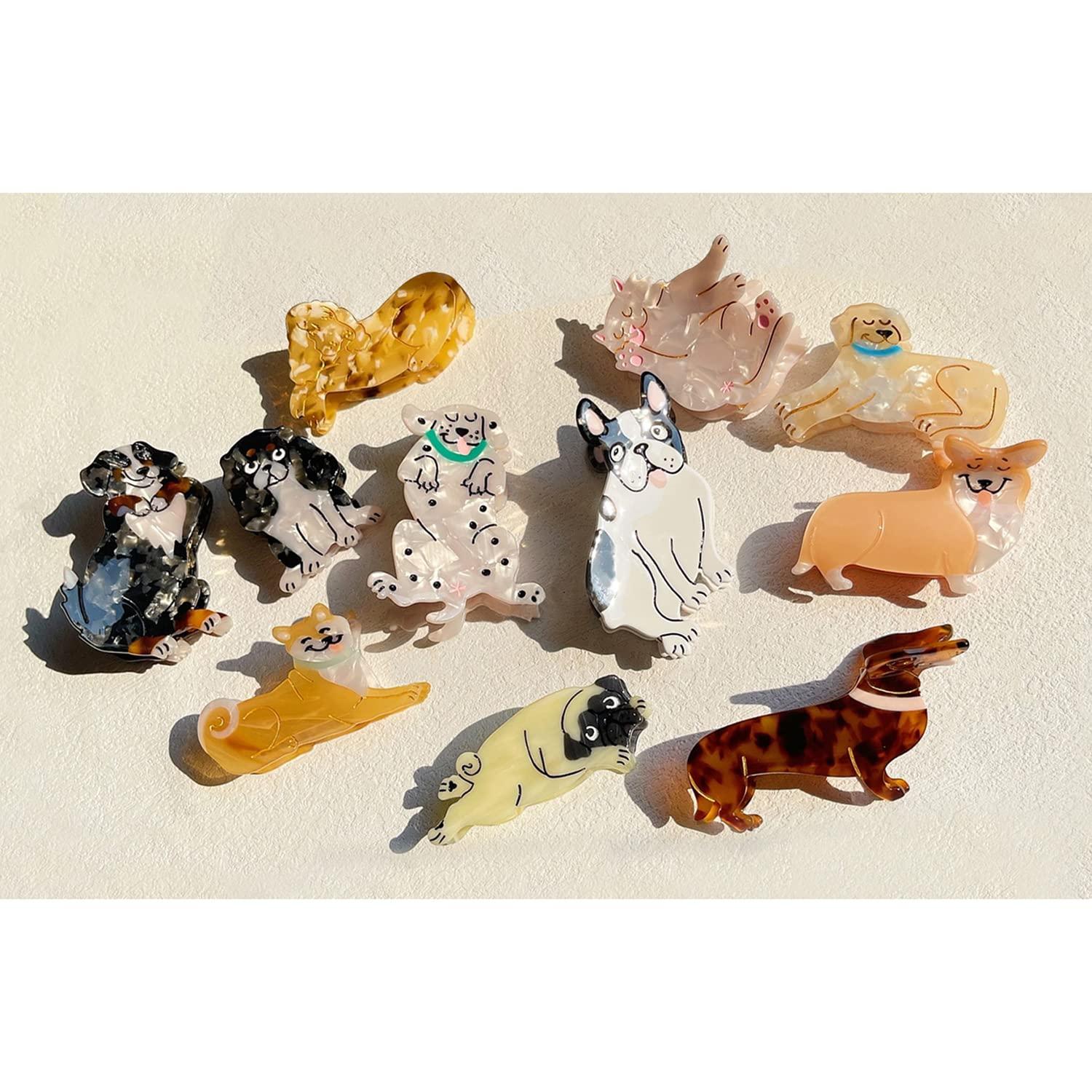 OMG Decor Pug Dog Hair Clips,Small Claw Clips for Girls,Acetate Hair Clips for Women,S5