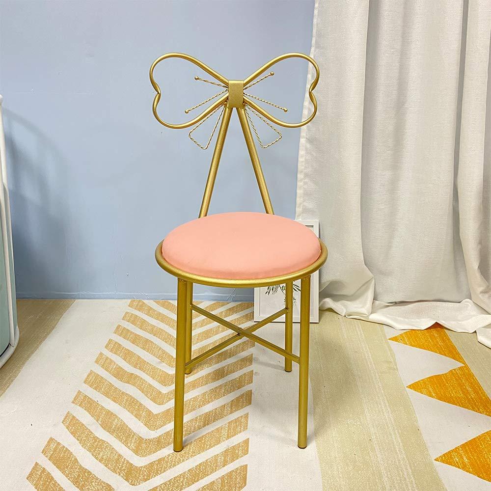 Axonl Modern Vanity Chair for Makeup Room, Set of 2 PU Leather Cute Butterfly Stool Chairs with Metal Legs, Bow Vanity Chair with Back Dressing Chairs for Bedroom, Dressing Room, Nail Salon, Pink