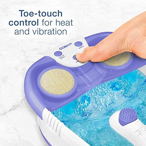 Conair Conair Waterfall Pedicure Foot Spa Bath with Blue LED Lights, Massaging Bubbles and Massage Rollers, Purple/White