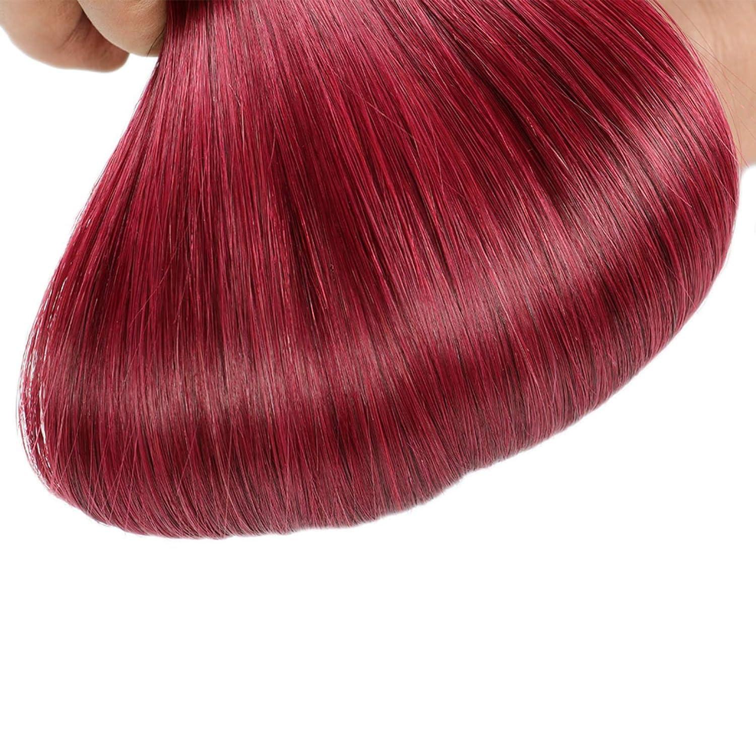 FUIBEJAE Micro Link Human Hair Extensions Micro Ring Loop Remy Hair Fish Line Natural Straight Real Hair Extension for Women 50G,16inch