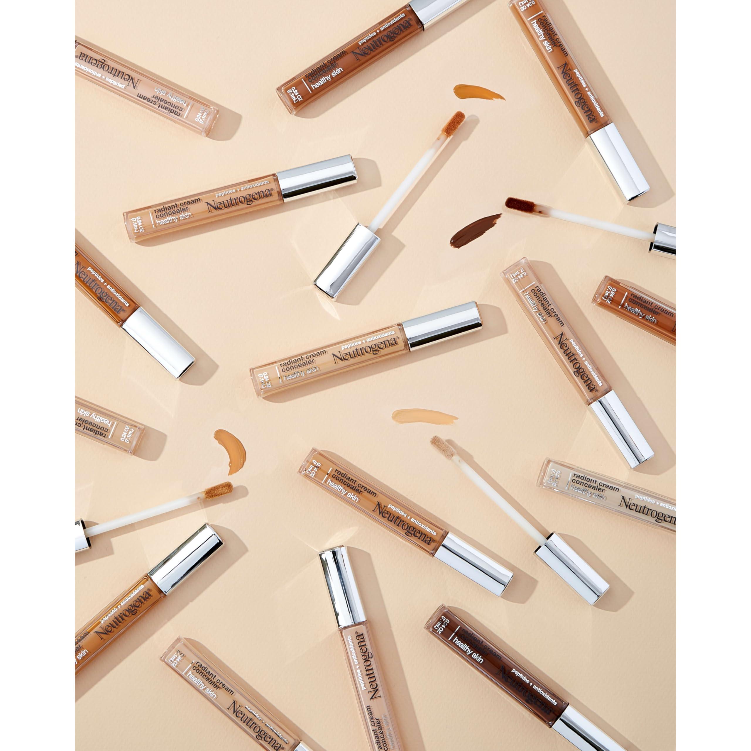 Neutrogena Neutrogena Healthy Skin Radiant Brightening Cream with Peptides & Vitamin E Antioxidant, Lightweight Perfecting Concealer Cream, Non-Comedogenic, Almond Medium 02 with warm undertones, 0.24 oz