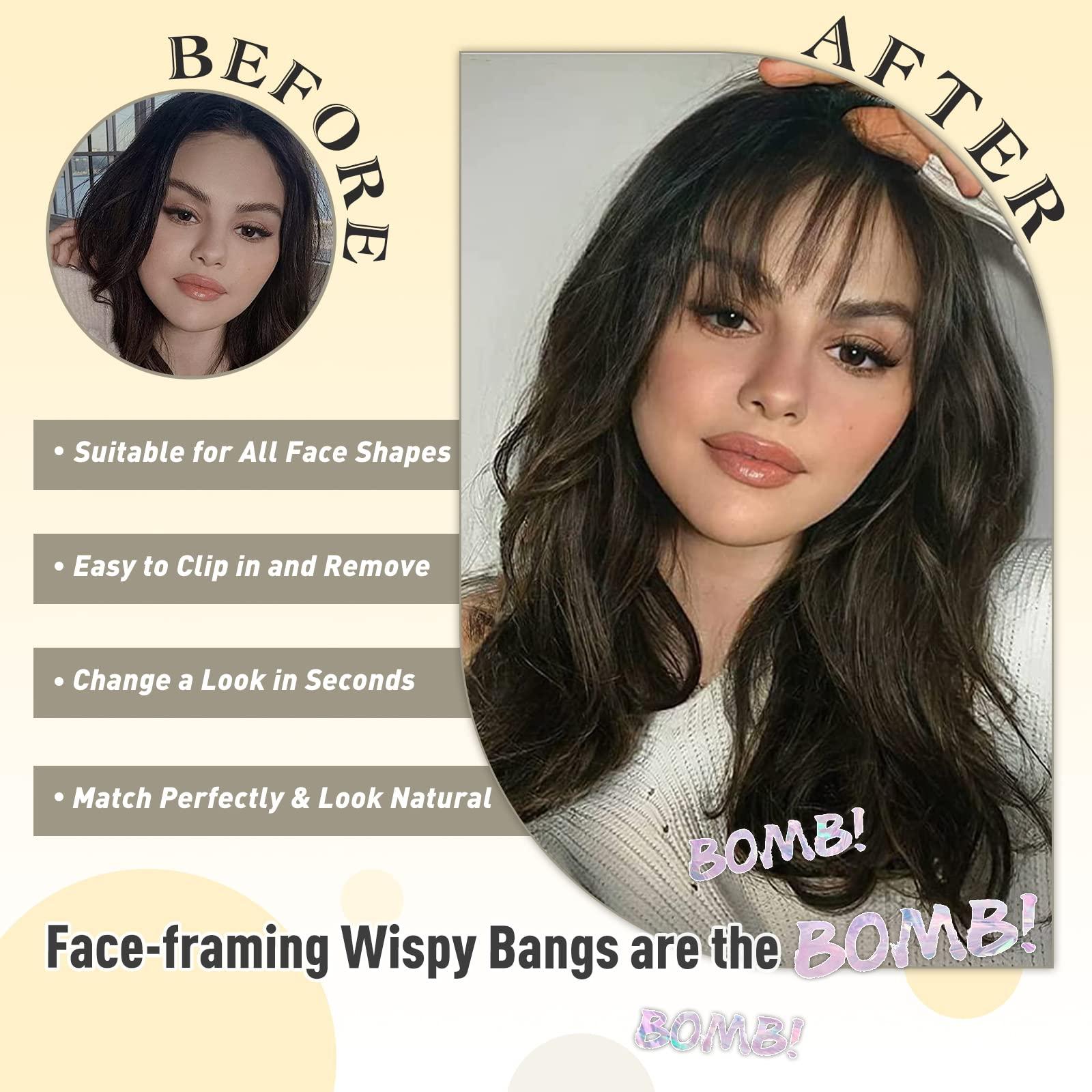 Verna VERNA Bangs Hair Clip in Bangs - 100% Real Human Hair Bangs Clip in Hair Extensions, Easy to Use Fake Bangs, Natural Clip on Bangs, Black Wispy Bangs for Daily Wear (1B, Natural Black)