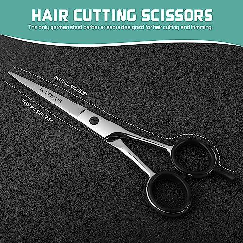 B-FOKUS Professional Hair Cutting Scissors, Made of German Stainless Steel Hair Scissors, 6 inches Hair shears with Case, Barber Accessories Scissor Useful for Salon and Home (Silver Shine)