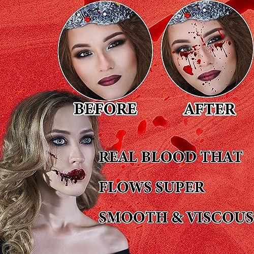 LZYLLS Fake Blood Spray,2.46 oz Fake Blood Makeup,Halloween Liquid Fake Blood Washable Splatter SFX Makeup Kit,Suitable for Clothes Zombie Vampire Halloween Makeup Kit