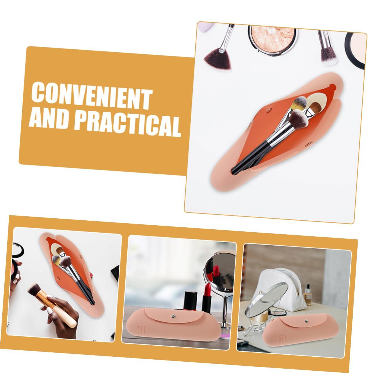 Mikinona Mikinona 2 pcs Silicone Makeup Bag Brush Holder Slots Compact Travel Makeup Brush Case for Women Girls