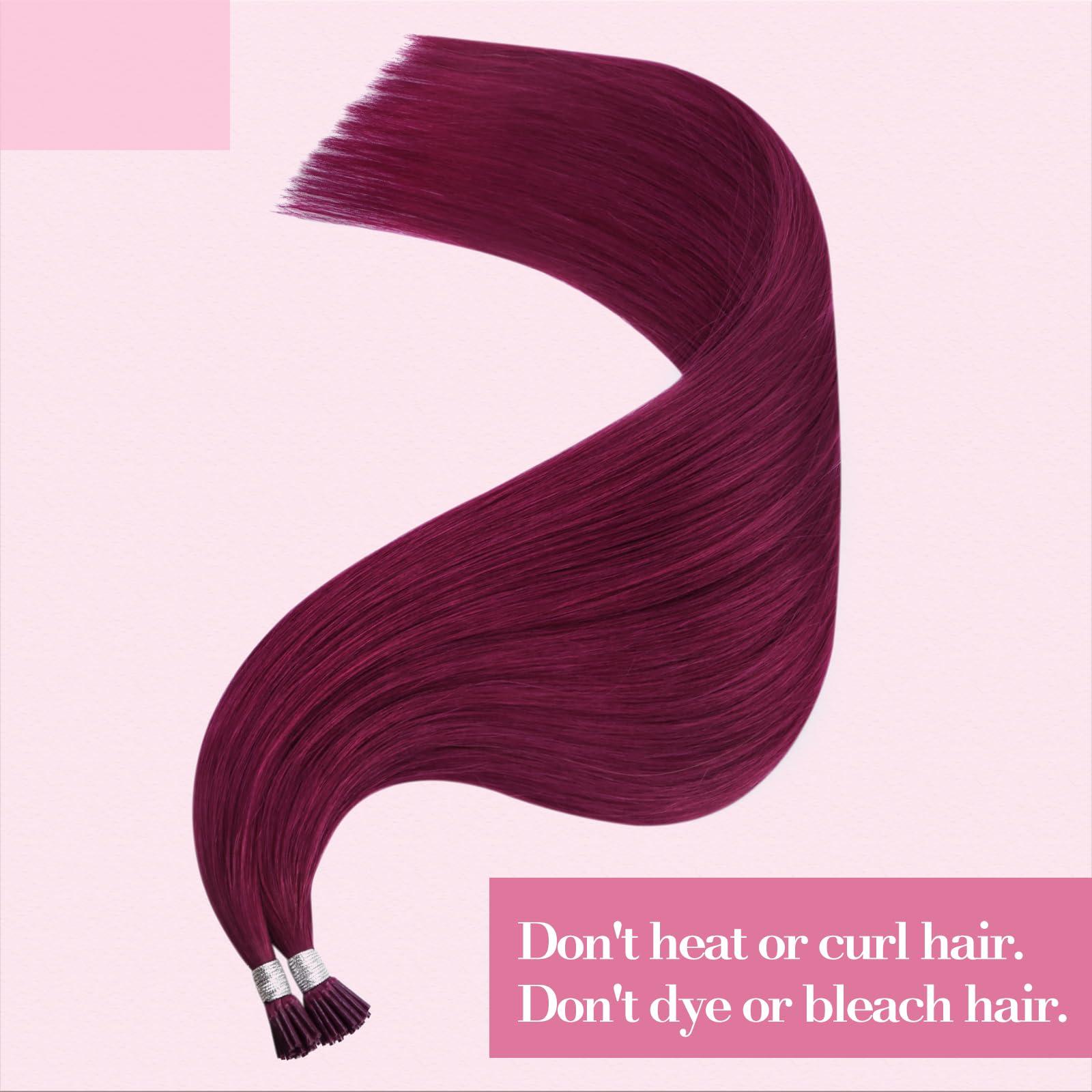 YoungSee YoungSee I Tip Hair Extensions Human Hair Magenta 25g Itip Human Hair Extensions Red Itips Hair Extensions Color for Party 20In Magenta Human Hair I Tip Extensions Invisible 25s Tip Hair Extensions