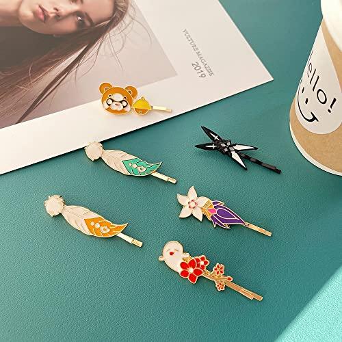 Xingqiu Xingqiu Xiangling Hairpin Eula Hair Clips Genshin Impact Hairclips for Women Girls Headwear Styling Tools Gifts