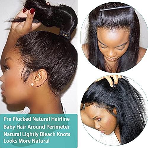 Brazil Brazilian Straight Human Hair Bundles with Lace Closure 26 inch Natural Black Hair Wig Pre Plucked With Baby Hair Blonde Lace Front