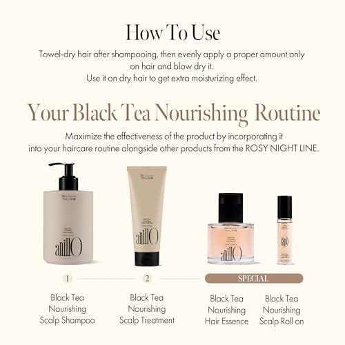 ANILLO Black Tea Nourishing Hair Essence with Green Tea, Protein & Biotin for Nourishment and Shine, Creamy Woody Scent, Paraben-Free (50ml / 1.69 fl. Oz)