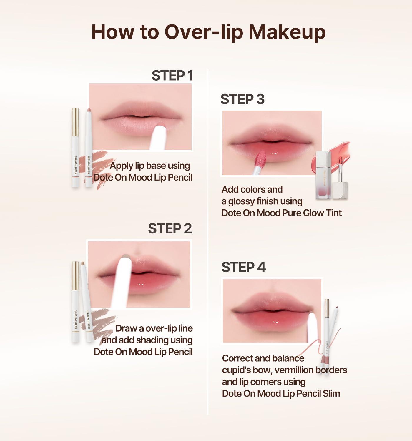 Heart Percent Heart Percent Dote On Mood Lip Pencil, Long-Lasting Creamy Lip Crayon Smooth Color Liner Retractable Lipstick Pencil 0.8g, 18. Fig Rose