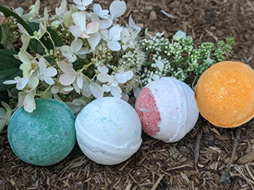 Legend's Creek Legends Creek Farm, Goat Milk Bath Bomb Bundle, Shea Butter & Sunflower Oil, Hydrate and Relax, 18 Oz Total (4-Pack) (Oatmeal Milk & Honey, Bergamot Lime, Chamomile Cherry Blossom, Eucalyptus)