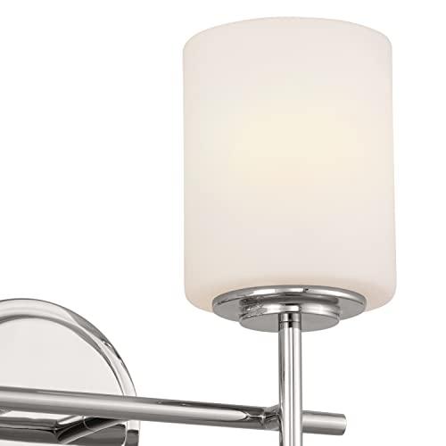 Kichler Kichler Ali 2 Light Bathroom Vanity Light in Polished Nickel with Satin Etched Glass Shades for use in Bathrooms and Powder Rooms, 52141PN