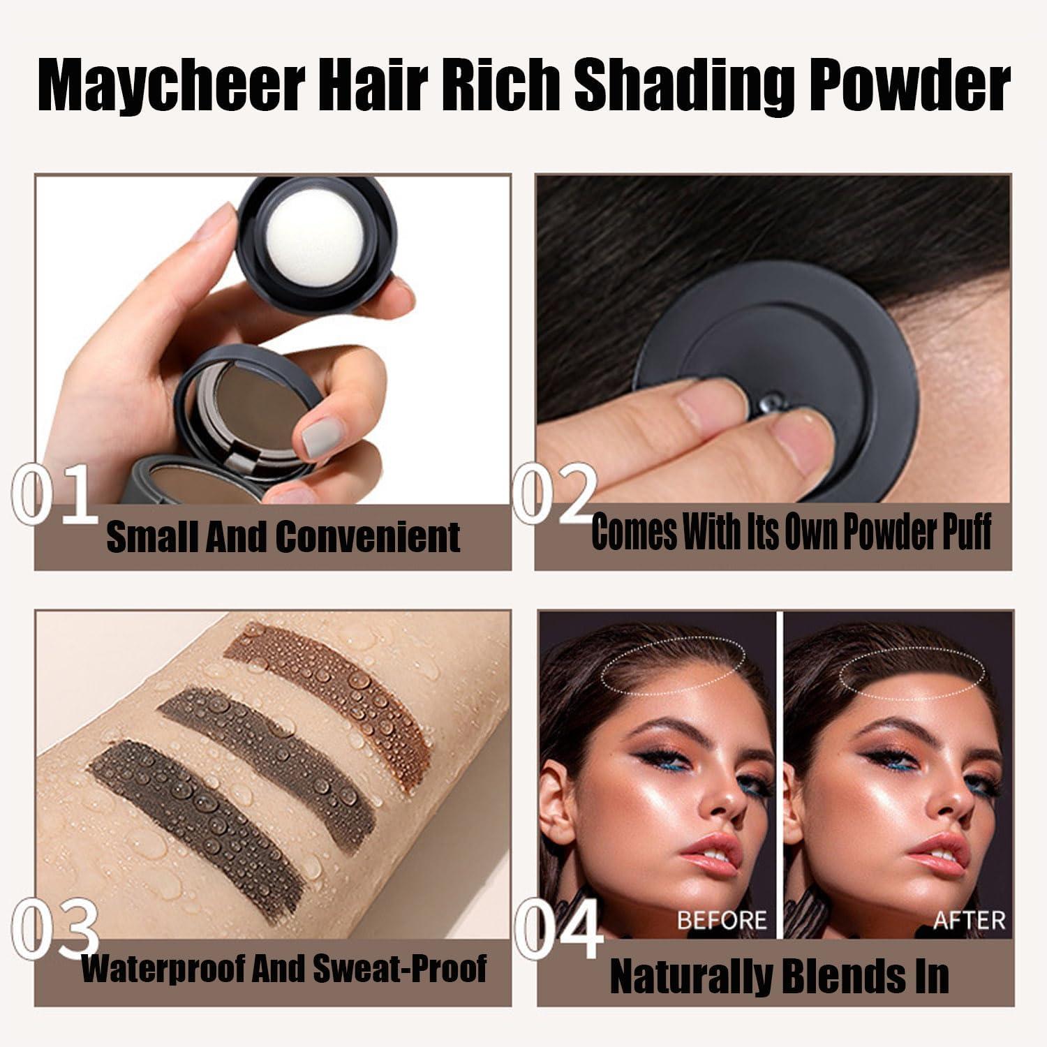 DIAXXH Maycheer Hairline Shadow Powder, Maycheer Magic Root Cover Up, Maycheer Hair Shadow, Waterproof Hairline Shadow Powder, Unisex Hairline Powder With Mirror (18# Tea Gray)