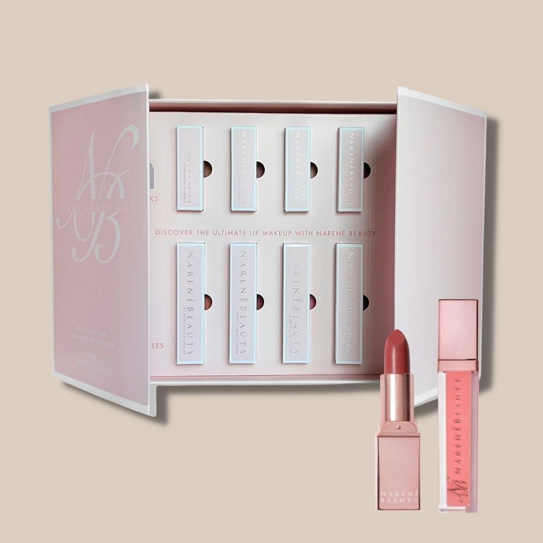 Naren Beauty Naren Beauty - Lip Bundle - Includes 4 Magnificent Matte Lipstick, 2 Liquid Matte Lipsticks, 1 Plumping Tinted Lip Gloss, 1 Summer Glow Lip Gloss, Cruelty Free, Vegan, Paraben Free - Made in Italy