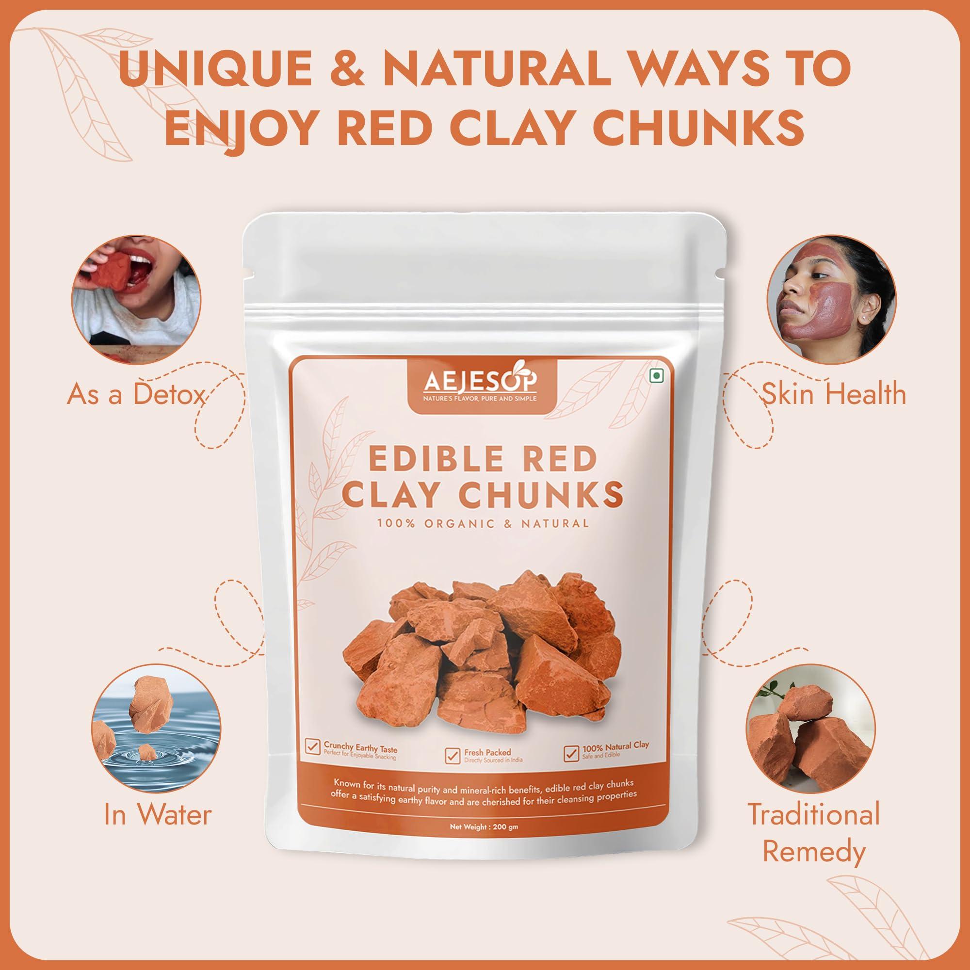 AEJESOP AEJESOP Red Clay, Edible Clay Chunks, Natural Clay, Organic Clay, Clay Mask, Natural Mud Mask - wt. 7 oz (200gm)