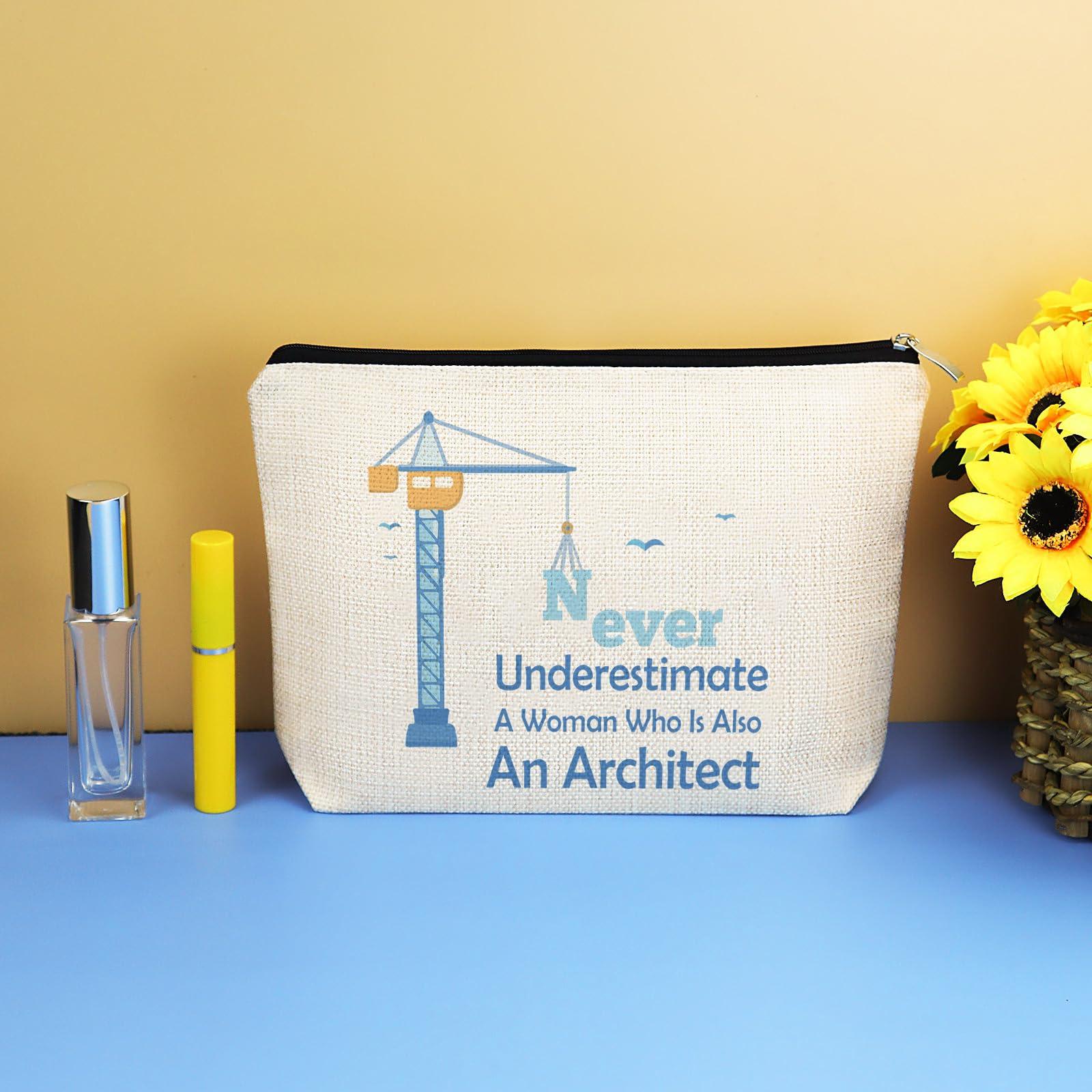 Mikela Architect Gifts for Women Makeup Bag Architectural Engineer Gifts Graduation Gift for Architect Student Teacher Cosmetic Bag Architecture Gifts for Her Woman Friends Co-worker Christmas Birthday Gift