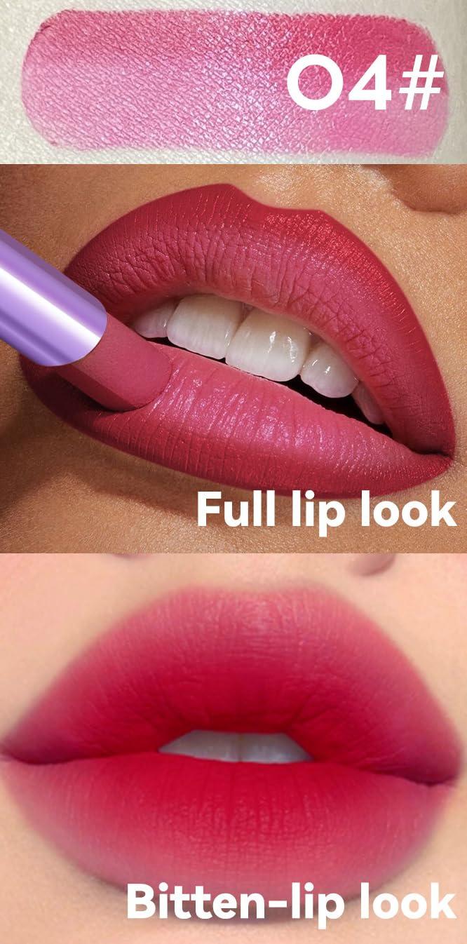 SLYHHZHMY SLYHHZHMY 2-in-1 Dual Tone Lipstick, Shimmery Matte Lip Gloss Nourishing Long Lasting Moisturizing (4)