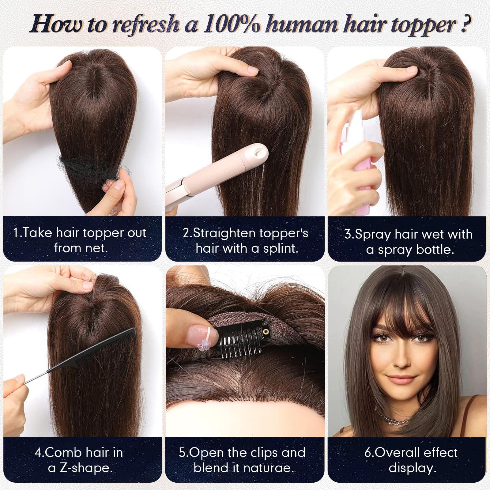 starluck starluck Hair Toppers for Women with Bangs, 5\"*5.5\"Large Coverage Ombre Light Blonde 100% Real Human Hair Toppers for Women with Thinning Hair,Cover Gray Hair Roots