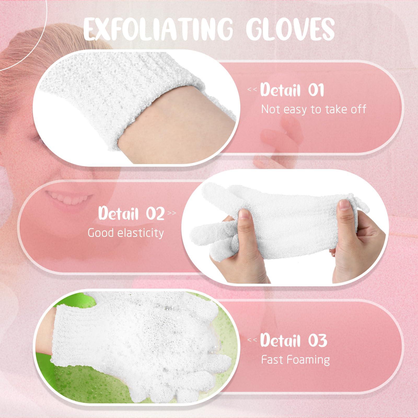Didaey Didaey 104 Pcs Exfoliating Glove Bulk Shower Gloves with Hanging Loop Exfoliating Body Scrubber Dead Skin Remover for Body Bath Beauty Spa Massage Scrubs Men Women Bathing(White)