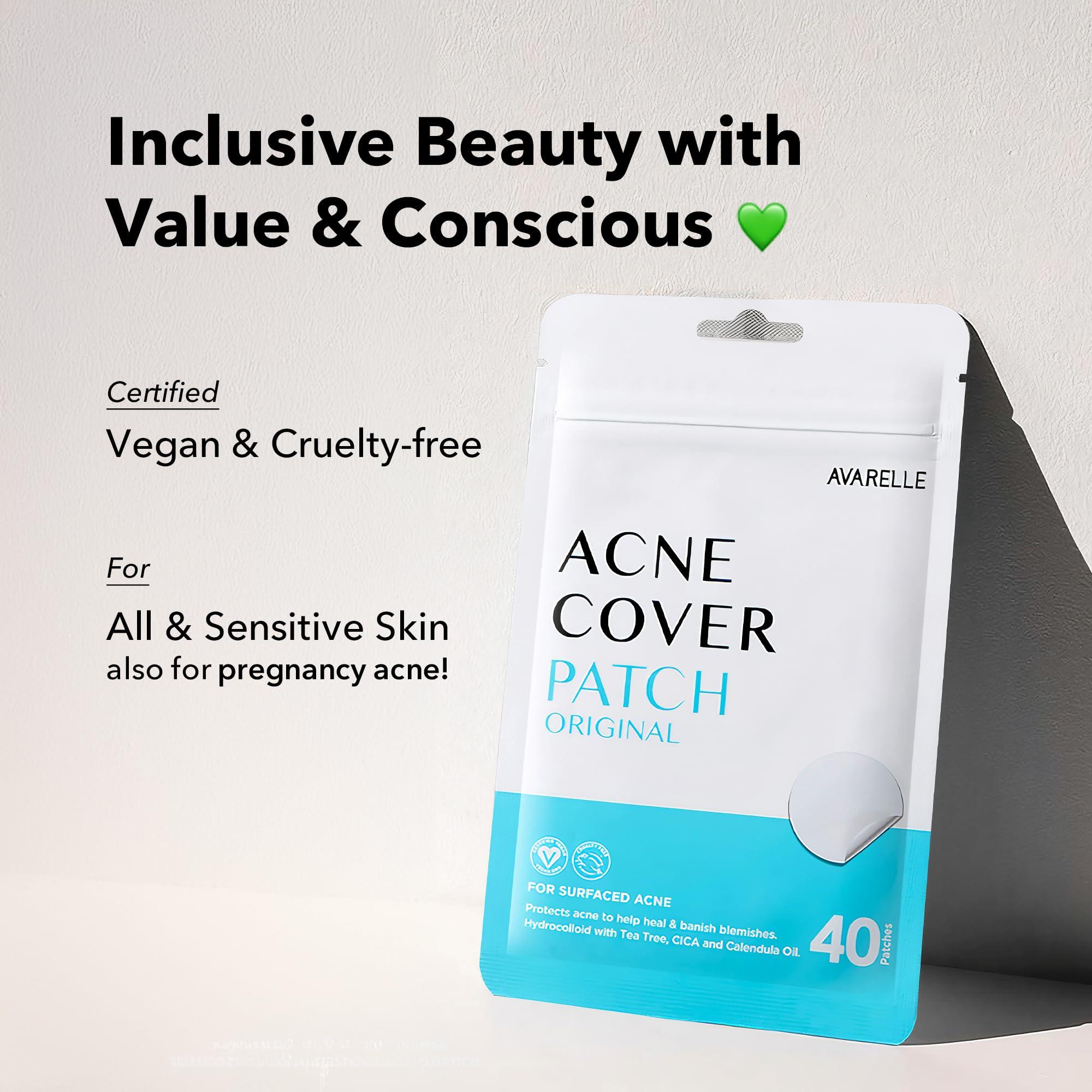 AVARELLE AVARELLE Acne Cover Patches, FSA HSA Eligible Hydrocolloid Pimple Patches for Face with Tea Tree Oil, Korean Skincare Zit Patches for Face | FSA HSA Store Eligible Items | Vegan, Cruelty-free
