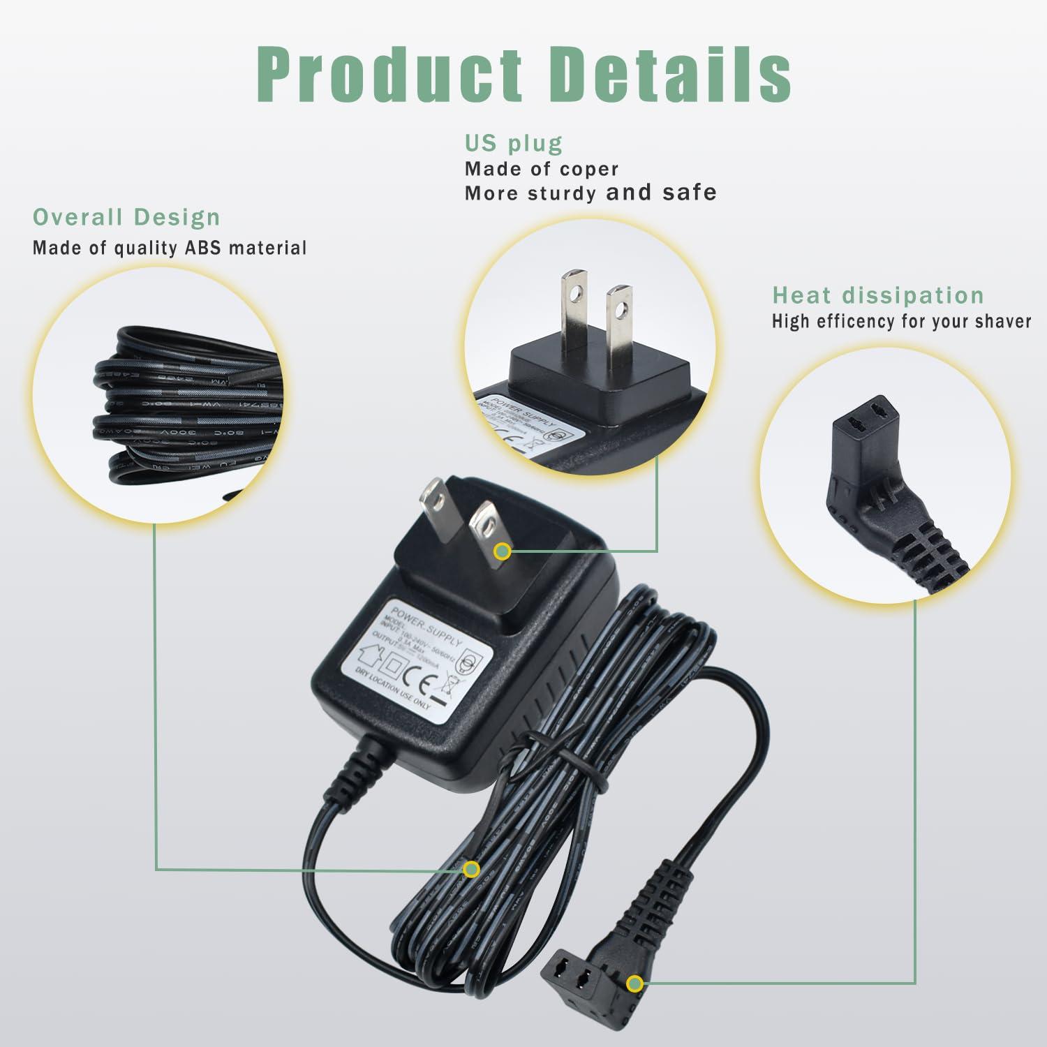 Pinkind 5V Power Adapter Charger for Wahl, Charger Replacement Compatible with Wahl Trimmer Models 5616L, 5701, 9818A, 9818-5001, 9864, 9870, 9884L2, 9896, 9899, SS2L, WSS3L,Trimmer Power Supply Charging Cord