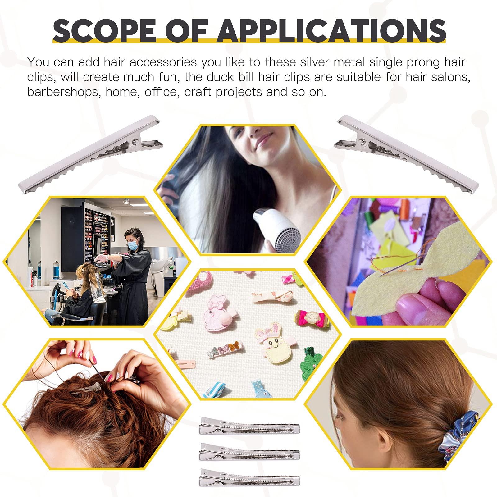 Mardatt Mardatt 200Pcs 2.95 inch / 7.5 cm Alligator Hair Clips Bulk Silver Single Prong Hair Clips For Bows Making Hair Pins For Sectioning Hair Styling And Sectioning Hairdressing DIY Crafts