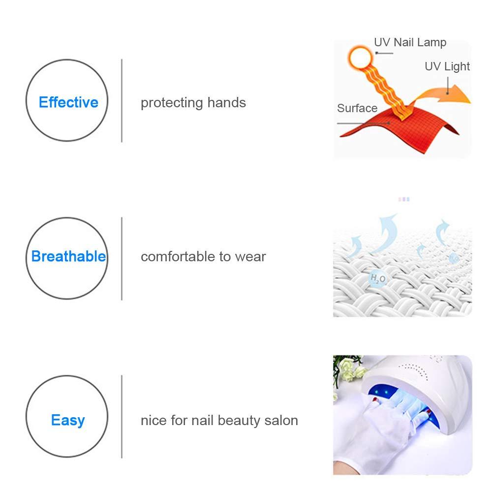 Ymiko Nail Gloves Uv Light, 1 Pair of UV Conservation Gloves, White (Long and Short) Gloves for Nail Tech Uv Gloves for Gel Manicures with Manicures for Women Men Protect Hands
