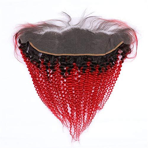 Tony beauty hair Tony Beauty Hair Kinky Curly Virgin Brazilian Human Hair Red Ombre Weave Bundles 3Pcs with 13x4 Free Part Frontal Closure 4Pcs Lot #1B/Red Ombre Hair Wefts with Lace Frontal (22 24 26+20)