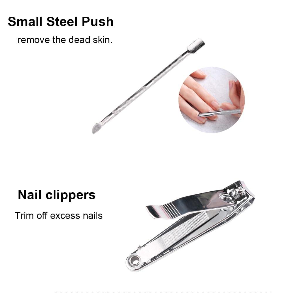 weggoy Nail Care Tool KitNail Buffers and Files, Manicure Tools Kit Nail File Kit with Nail clippersCuticle forkSteel pushNail filePolishing stickSponge stripBlack straight twistnail art tools