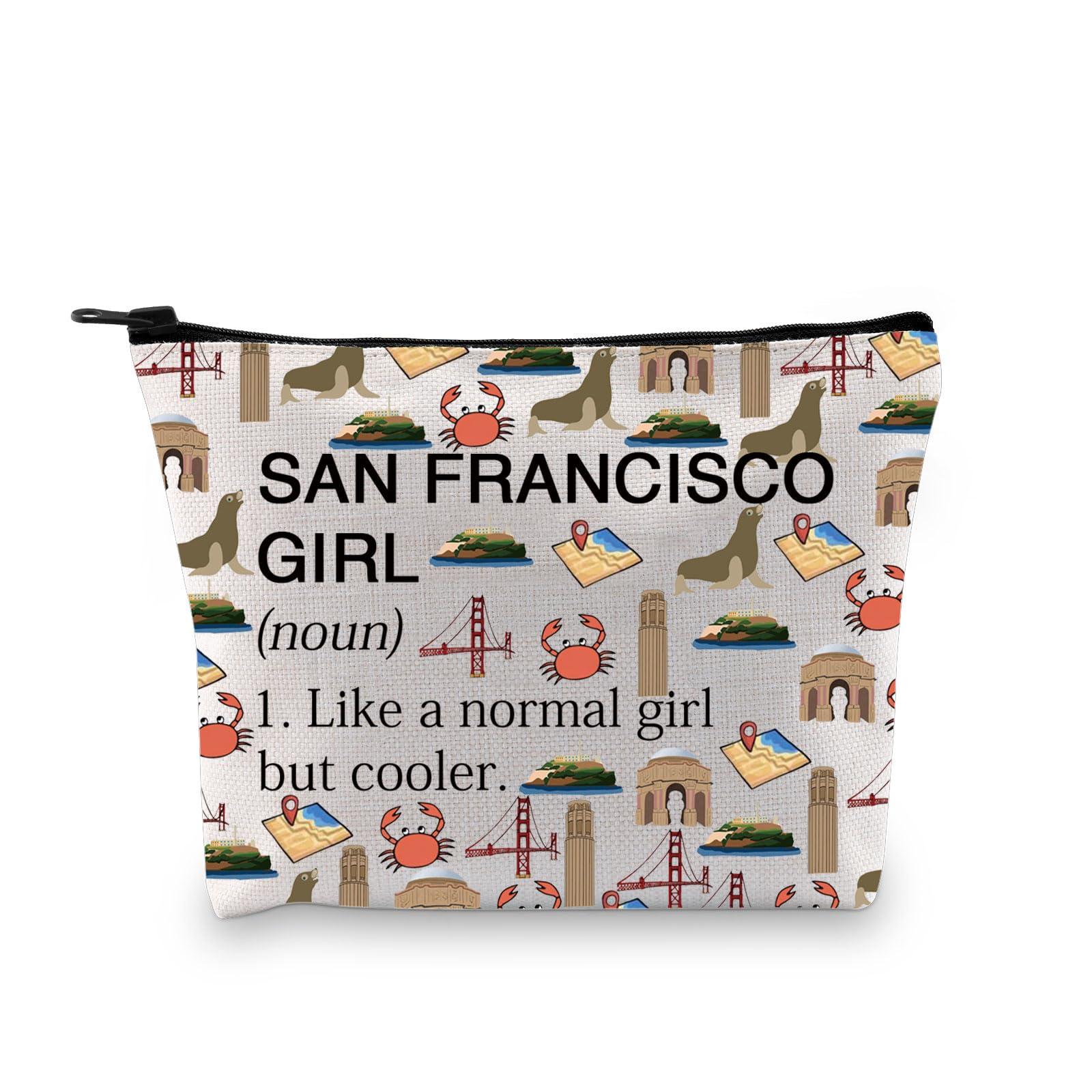 Gzrlyf Gzrlyf San Francisco Makeup Bag San Francisco Skyline Gift California Souvenirs Gift Trip Vacation Gift Cosmetic Travel Bag (SAN FRANCISCO GIRL noun)