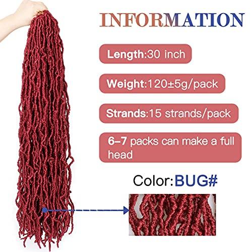 ZRQ ZRQ 30 Inch Faux Locs Crochet Hair, 6 Packs Pre-looped Red Goddess Locs Croceht Braids Synthetic Curly Wavy Burgundy Soft Locs Crochet Hiar Extensions BUG#