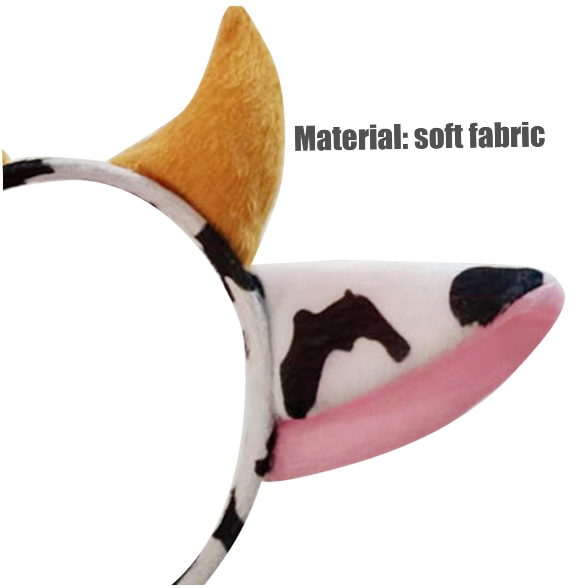 Kalastussaari Kalastussaari Cow Headband 4PCS Soft Plush Cosplay Cow Ear Headband Cute Cow Ears and Horn Hair Hoop Cosplay Costume Accessories for Girls Women Party Fancy Dress Cow Ears Cosplay